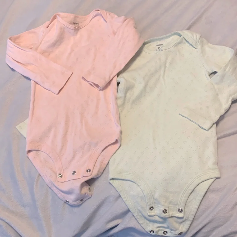Carters long sleeve onesies bodysuits heart pointelle 24 months mint green pink